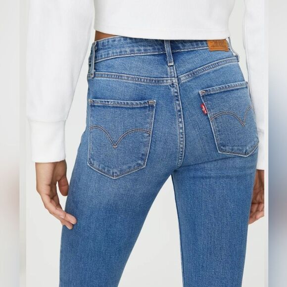 Levi's 721 Distressed Skinny in Rugged Indigo Med Denim size 25 - Picture 8 of 14